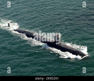 Il sottomarino ad attacco rapido di classe Los Angeles USS Asheville (SSN 758), U.S. Navy Foto Stock