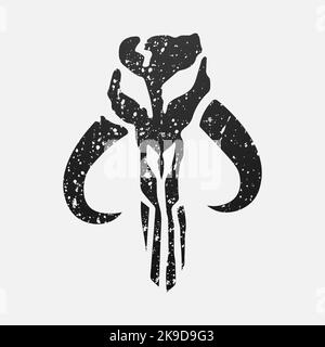 Star Wars Mandalorian Sigil Poster Vector Illustration. Illustrazione Vettoriale