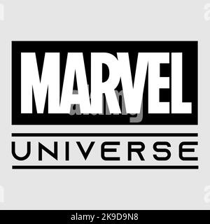 Marvel Universe. Marvel Cinematic Universe è una serie di media americani e un universo condiviso incentrato su una serie di film di supereroi prodotti da marv Illustrazione Vettoriale