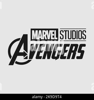 Marvel Studios Avengers. Marvel Cinematic Universe è una serie di media americani e un universo condiviso incentrato su una serie di film di supereroi prodotti Illustrazione Vettoriale