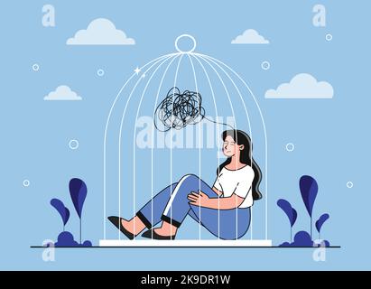 Donna in gabbia Illustrazione Vettoriale