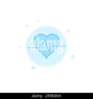 Icona polso, cardio, frequenza cardiaca. Illustrazione piatta. Stile linea riempita. Design monocromatico blu. Foto Stock