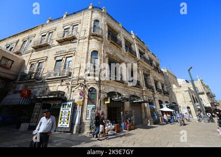 Lo splendido hotel Imperial presso la Piazza Omar Ibn El-Khattab, vicino alla porta Jaffa, nella città vecchia di Gerusalemme. Foto Stock
