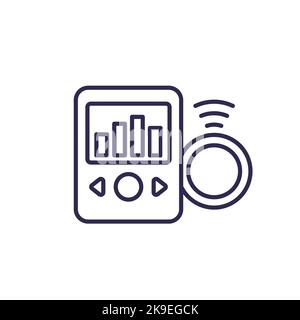 icona della linea del dispositivo di monitoraggio della glicemia in continuo Illustrazione Vettoriale