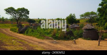 Vista panoramica di Bkonni villaggio di Hausa persone vicino a Tahoua, Niger Foto Stock