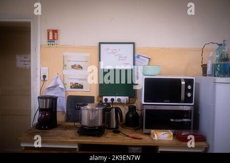 Francia, Bretagna, Dinan, il 2021-12-20. Il Jardin de Cocagne de Dinan, membro del Réseau Cocagne, è un grande giardino di mercato urbano a base di organo Foto Stock