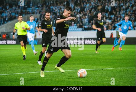 Malmoe, Svezia. 27th Ott 2022. Dante Vanzeir (13) di Union SG visto durante la partita della UEFA Europa League tra Malmo FF e Union Saint-Gilloise allo stadio Eleda di Malmö. (Photo Credit: Gonzales Photo/Alamy Live News Foto Stock