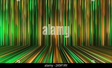 3D rappresentazione di uno sfondo al neon panoramico astratto con raggi luminosi. I raggi colorati si spostano lungo una superficie geometrica Foto Stock