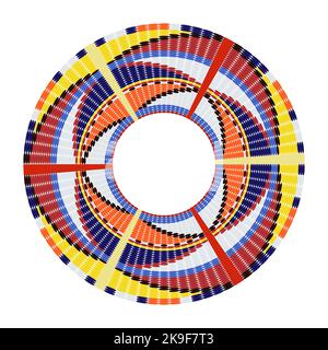 Ornamento rotondo africano del tallone. Collana etnica Maasai. Cornice tribale circolare. Illustrazione vettoriale Illustrazione Vettoriale