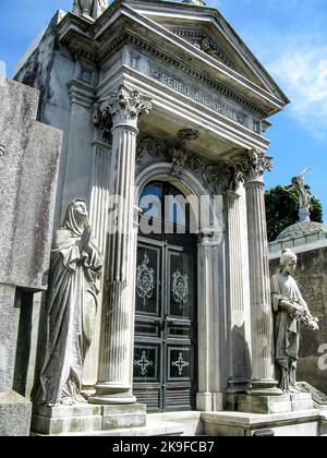 BUENOS AIRES, ARGENTINA - 26 GENNAIO 2015: Vecchie lapidi nel famoso cimitero la Recoleta a Buenos Aires, Argentina. Foto Stock
