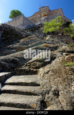 La Chiesa di nostra Signora del bacio dolce (glykfylousa panagia) Petra, Lesbos, Isole del Nord Egeo, Grecia. Foto Stock