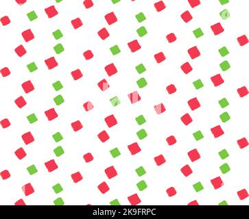 Motivo senza cuciture di quadrati verdi e rossi, e disegnato Illustrazione Vettoriale