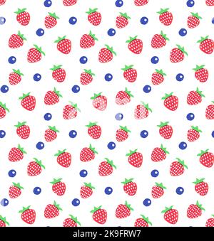 Modello di mirtilli vettoriali senza cuciture - fragole e mirtilli Illustrazione Vettoriale