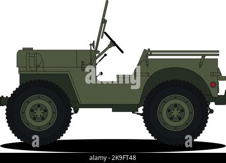 Un'auto militare americana in oliva Illustrazione Vettoriale