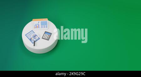 Banner della crescita aziendale 3D rendering realistico per la promozione Foto Stock