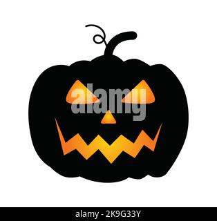 Illustrazione vettoriale icona zucca isolata su sfondo bianco. Silhouette in zucca. Illustrazione Vettoriale