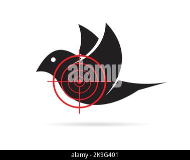 Immagine vettoriale del bersaglio di un uccello su sfondo bianco. Illustrazione vettoriale a strati facilmente modificabile. Animali selvatici. Illustrazione Vettoriale