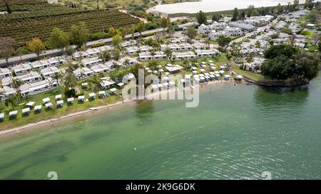 Sea of Galilee e Ein GAV Resort. Foto Stock