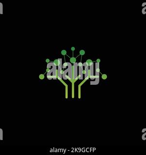 Un semplice disegno vettoriale moderno ad albero tecnologico Illustrazione Vettoriale