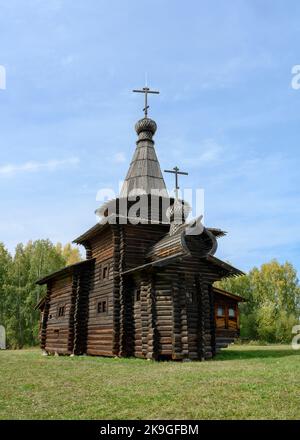 Chiesa di Spaso-Zashiverskaya costruita in legno senza chiodo nel 1600 in Siberia, Russia Foto Stock