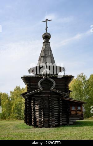 Chiesa di Spaso-Zashiverskaya costruita in legno senza chiodo nel 1600 in Siberia, Russia Foto Stock