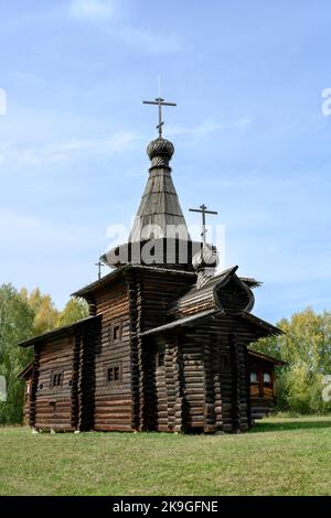 Chiesa di Spaso-Zashiverskaya costruita in legno senza chiodo nel 1600 in Siberia, Russia Foto Stock