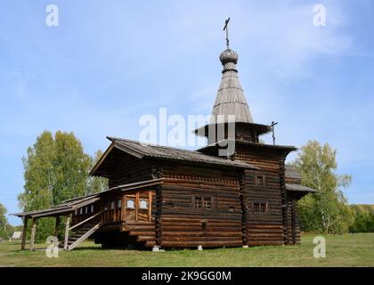 Chiesa di Spaso-Zashiverskaya costruita in legno senza chiodo nel 1600 in Siberia, Russia Foto Stock
