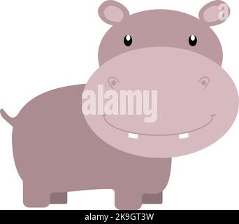 Illustrazione vettoriale hippopotamus Safari animale Cartoon carattere per la stampa, PNG. Foto Stock