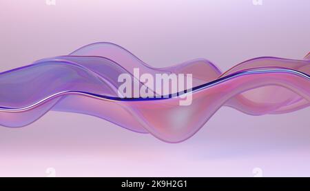 Curve fluide in vetro 3D pulite progettate come un elemento dinamico e futuristico per sfondo, sfondo, sfondo, banner o poster. Foto Stock