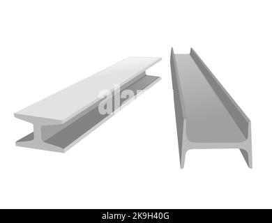 Materiale da costruzione a i-Beam in acciaio per l'illustrazione di vettori da costruzione isolati su sfondo bianco Illustrazione Vettoriale