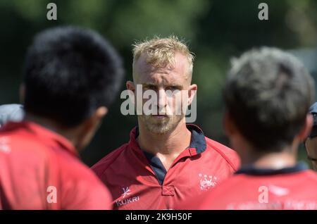 Hong Kong, Cina. 28th Ott 2022. HONG KONG, HONG KONG SAR, CINA: OTTOBRE 28TH 2022. Hong Kong 7s squad training and selection announcement.MAX WOODWARD, Rugby Coach per Hong Kong Sevens. Alamy Live news/Jayne Russell Credit: Jayne Russell/Alamy Live News Foto Stock