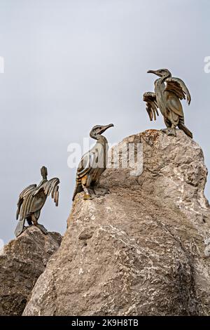 Sculture cormorane, Morecambe Bay, Lancashire Foto Stock