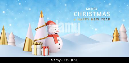3D buon Natale sfondo Illustrazione Vettoriale