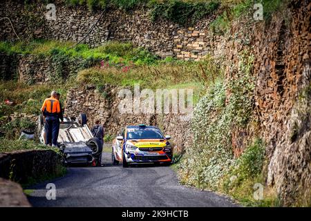 Le Vigan, Francia. 28th Ott 2022. 29 MUNSTER Charles, PASCAUD Loris, Opel corsa Rally4, azione durante il Rallye Critérium des Cévennes 2022, 8th° round del Championnat de France des Rallyes 2022, dal 27 al 29 ottobre 2022 a Montpellier - le Vigan, Francia - Foto Gregory Lenorand / DPPI Credit: DPPI Media/Alamy Live News Foto Stock