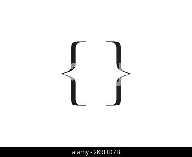 Codice, parentesi graffe, icona parentesi graffe. Illustrazione vettoriale. Illustrazione Vettoriale