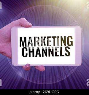 Didascalia di testo che presenta i canali di marketing. Idea aziendale la necessaria per trasferire la proprietà delle merci Foto Stock