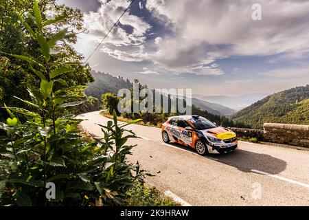 Le Vigan, Francia. 28th Ott 2022. 29 MUNSTER Charles, PASCAUD Loris, Opel corsa Rally4, azione durante il Rallye Critérium des Cévennes 2022, 8th° round del Championnat de France des Rallyes 2022, dal 27 al 29 ottobre 2022 a Montpellier - le Vigan, Francia - Foto Bastien Roux / DPPI Credit: DPPI Media/Alamy Live News Foto Stock