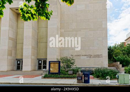 Washington, DC - 8 settembre 2022: Il George Washington University Lisner Auditorium si trova nel campus di Foggy Bottom. Foto Stock