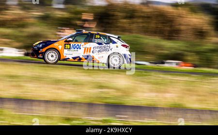 Le Vigan, Francia. 28th Ott 2022. 29 MUNSTER Charles, PASCAUD Loris, Opel corsa Rally4, azione durante il Rallye Critérium des Cévennes 2022, 8th° round del Championnat de France des Rallyes 2022, dal 27 al 29 ottobre 2022 a Montpellier - le Vigan, Francia - Foto Bastien Roux / DPPI Credit: DPPI Media/Alamy Live News Foto Stock