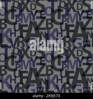 Modello senza giunture dell'alfabeto latino. Sfondo grafico vettoriale con lettere Illustrazione Vettoriale