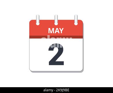 Vettore icona calendario maggio 2nd. Concetto di pianificazione, attività e compiti Illustrazione Vettoriale