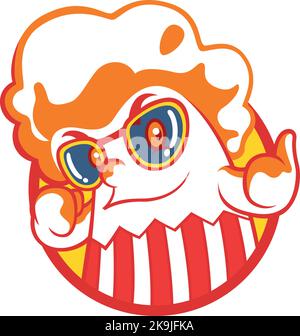 Popcorn Mascot Cartoon Character Design Illustrazione Vettoriale