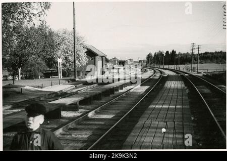 Il cortile alla stazione di Lottefors. Foto Stock