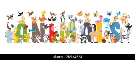 Raccolta di animali cartoon divertenti Illustrazione Vettoriale