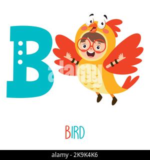 Carattere in costume animale che mostra lettera alfabetista Illustrazione Vettoriale