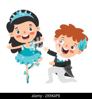 Personaggio dei cartoni animati che esegue balletto classico Illustrazione Vettoriale