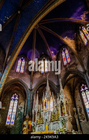 All'interno della cattedrale gotica di Saint Maurice nel borgo medievale di Mirepoix nel sud della Francia (Ariege) Foto Stock