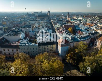 Kraków Vista aerea. Kraków è la capitale del voivodato della Polonia minore. Polonia. Europa. Foto Stock