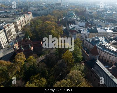 Kraków Vista aerea. Kraków è la capitale del voivodato della Polonia minore. Polonia. Europa. Foto Stock