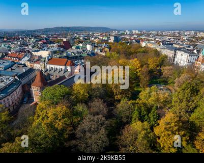 Kraków Vista aerea. Kraków è la capitale del voivodato della Polonia minore. Polonia. Europa. Foto Stock